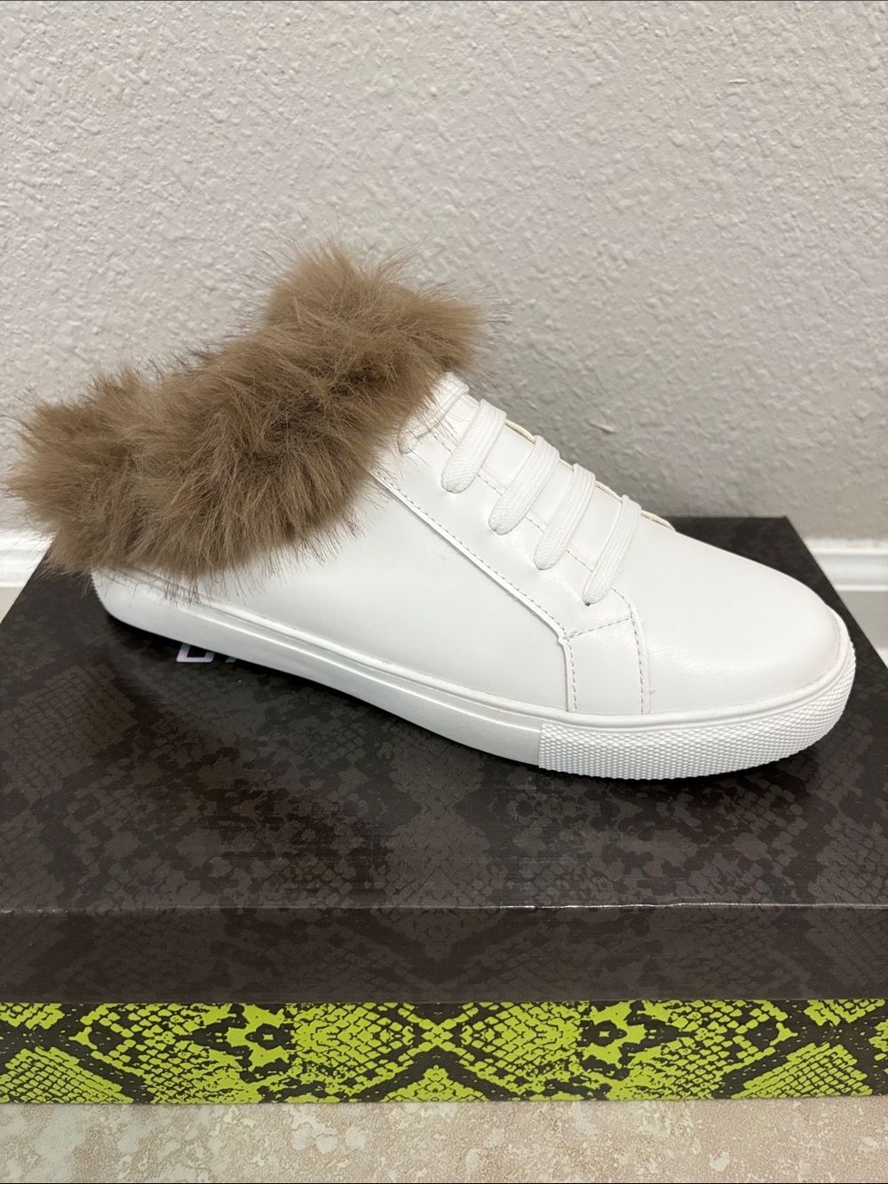 Fur-Trim Slip-On Mule Sneaker